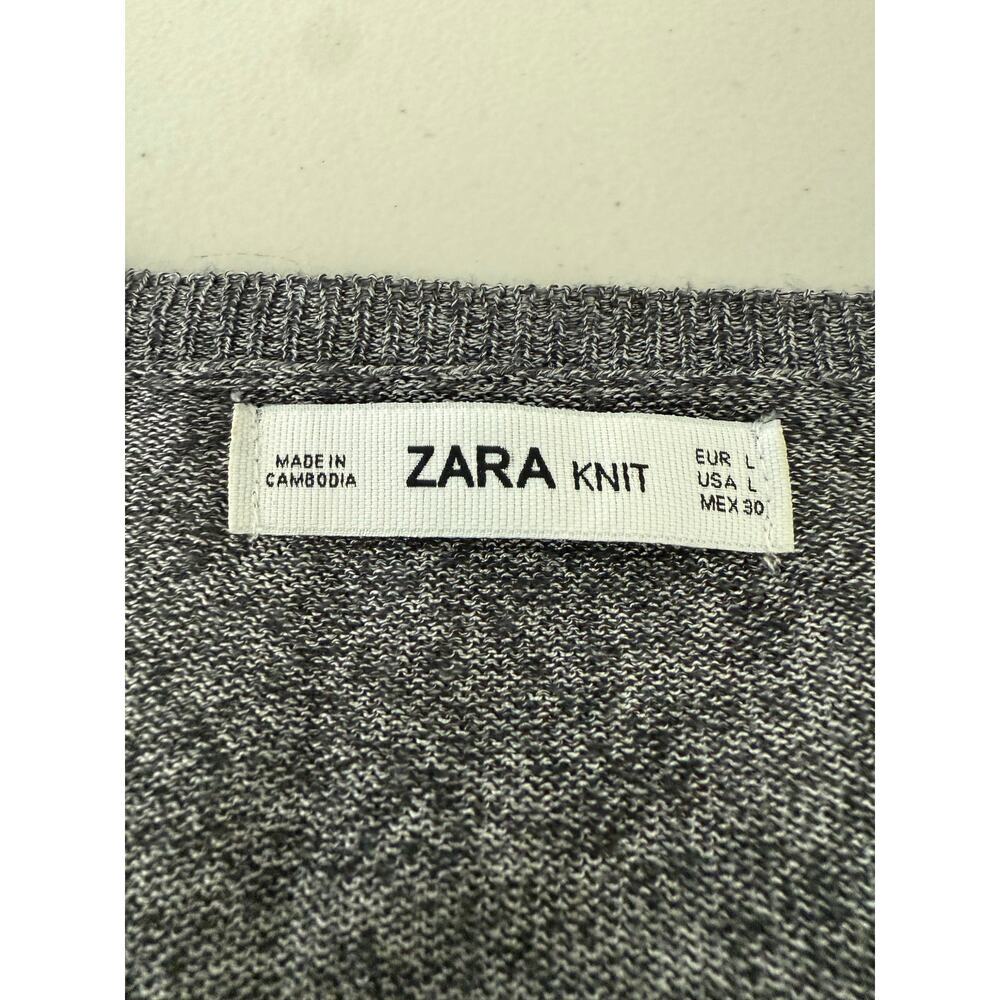 Zara Knit Black lightweight Sweater with dropped Sleeves & Front Pockets Size L - Picture 3 of 6
